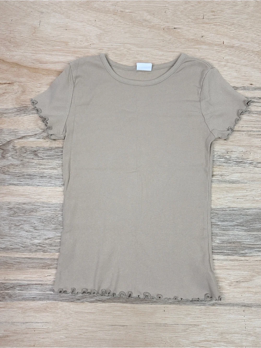GAP Kids Ribbed Crewneck Tee - Beige